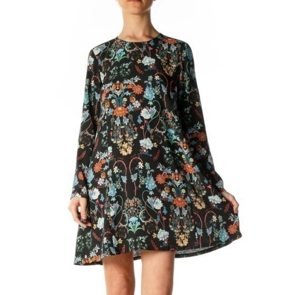 Zara Black Floral Shift Dress